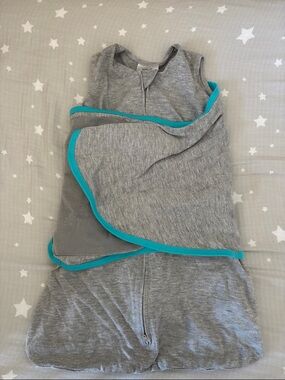 Halo Gray Sleeveless Sleep Sack with Teal Trim